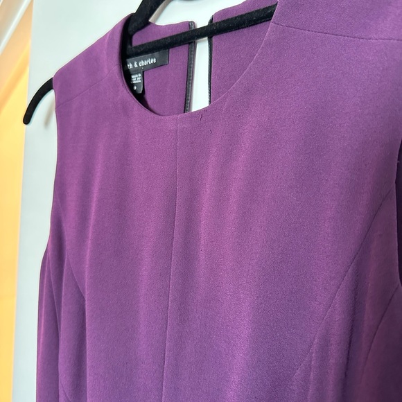 Judith & Charles - purple sleeveless flared crepe wool dress size 0 - Picture 2 of 4